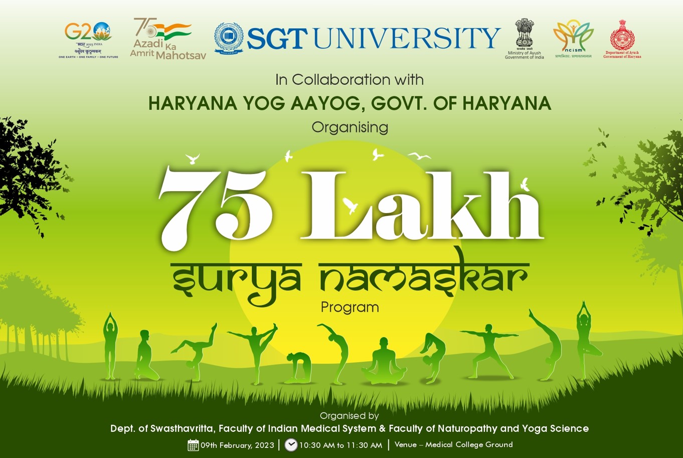 You are currently viewing 75 Lakh Surya Namaskara In Collaboration With Haryana Yog Ayog.