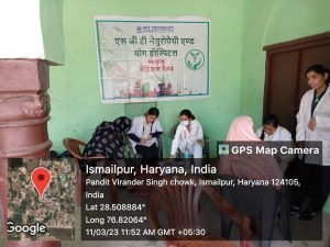 Free Naturopathy and Yoga Awareness and Health checkup camp at Ismailpur Village, Budhera, Haryana.